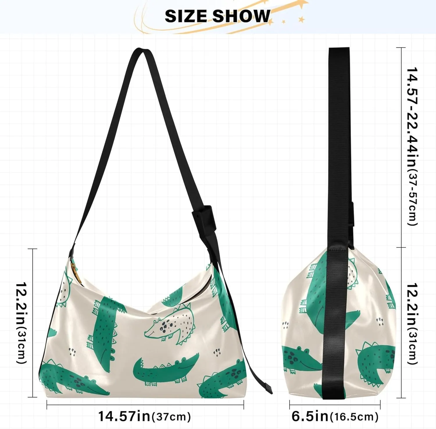 Cartoon Crocodile Funny Hobo Women Handbag Leather Women's Large Purse Aesthetic Animal Print Ladies Hobo Handbags