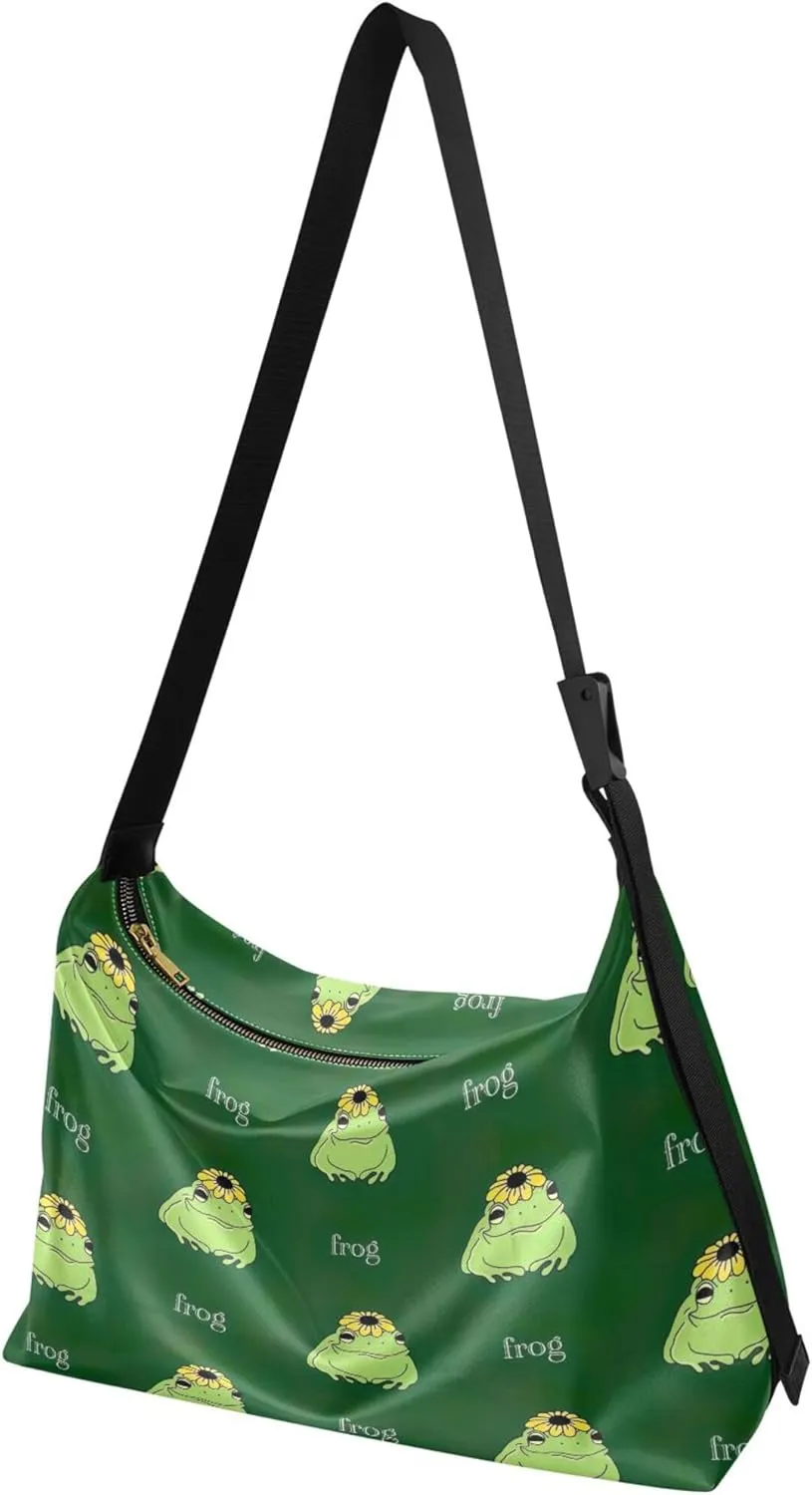 Cartoon Crocodile Funny Hobo Women Handbag Leather Women's Large Purse Aesthetic Animal Print Ladies Hobo Handbags