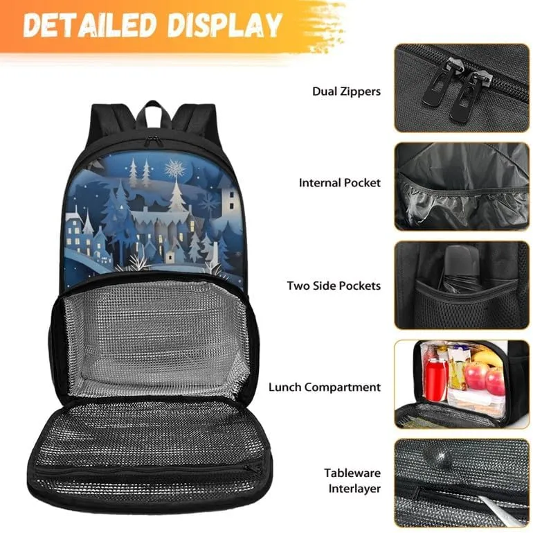 Cartoon Deer Forest Print Lunch Backpack for Women Men Watercolor Animal Deers Painting Travel Durable Backpack Backpack with Soft Shoulder Straps