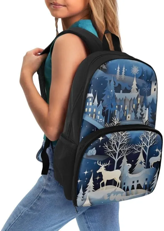 Cartoon Deer Forest Print Lunch Backpack for Women Men Watercolor Animal Deers Painting Travel Durable Backpack Backpack with Soft Shoulder Straps
