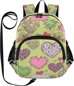 Cartoon Hearts Green Little Kid Toddler Backpack Baby Boys Girls Kindergarten Pre School Bags Cute Cartoon Backpacks for children
