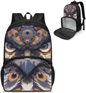 Cartoon Peacock Print Lunch Backpack for Women Men Watercolor Animal Peacocks Painting Travel Durable Backpack Backpack with Soft Shoulder Straps