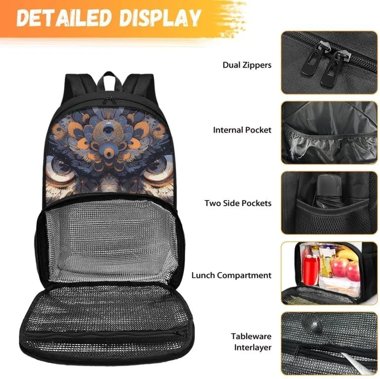 Cartoon Peacock Print Lunch Backpack for Women Men Watercolor Animal Peacocks Painting Travel Durable Backpack Backpack with Soft Shoulder Straps