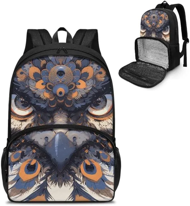 Cartoon Peacock Print Lunch Backpack for Women Men Watercolor Animal Peacocks Painting Travel Durable Backpack Backpack with Soft Shoulder Straps