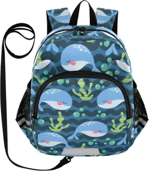Cartoon Whale Blue Little Kid Toddler Backpack Baby Boys Girls Kindergarten Pre School Bags Cute Cartoon Backpacks for children