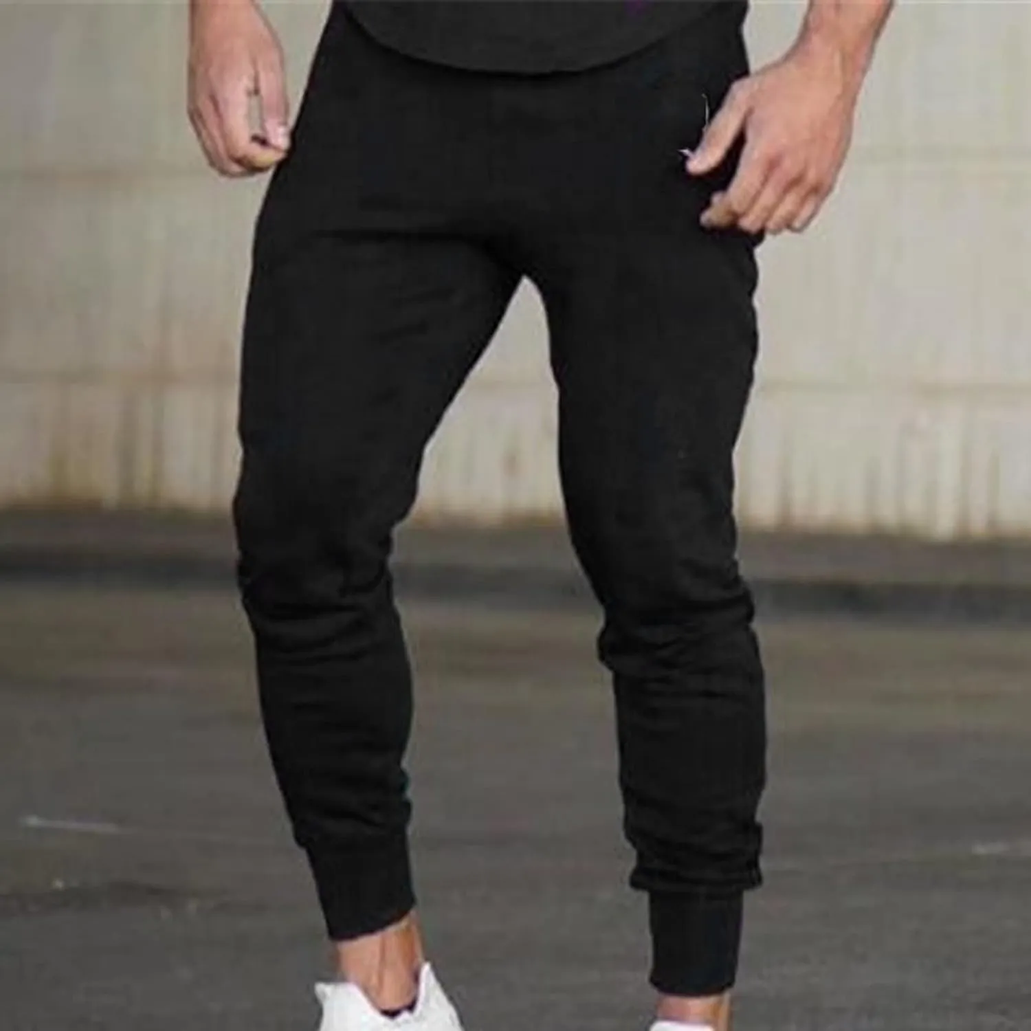 Casual Sweatpants for Men Mens Casual Hip Hop Pants Solid Color Track Cuff Workout Pants with Lightweight Sweatpants