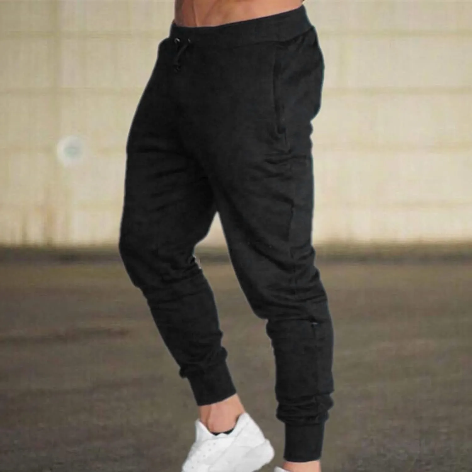 Casual Sweatpants for Men Mens Casual Hip Hop Pants Solid Color Track Cuff Workout Pants with Lightweight Sweatpants