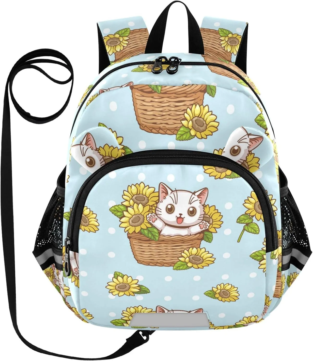 Cat in Basket Sunflowers Little Kid Toddler Backpack Baby Boys Girls Kindergarten Pre School Bags Cute Cartoon Backpacks for children