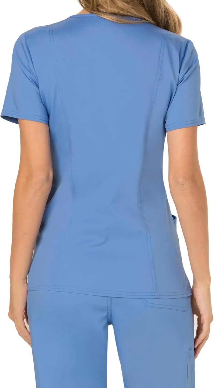 Cherokee Scrubs for Women Mock Wrap Top with 3 Pocket, Back Princess Seams WW610