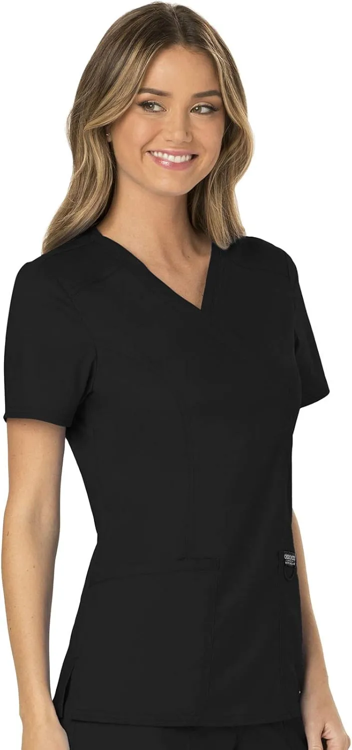 Cherokee Scrubs for Women Mock Wrap Top with 3 Pocket, Back Princess Seams WW610