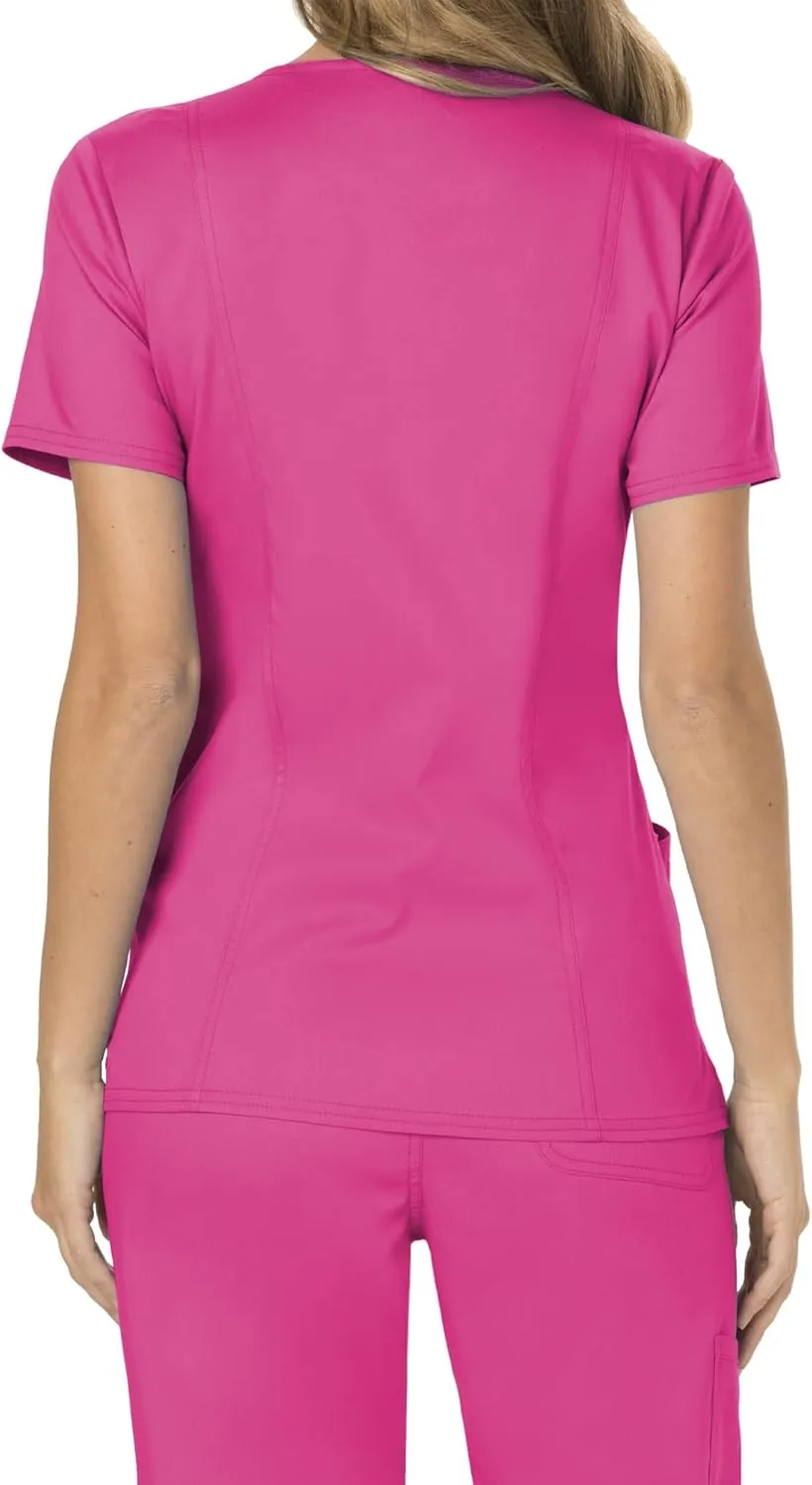 Cherokee Scrubs for Women Mock Wrap Top with 3 Pocket, Back Princess Seams WW610