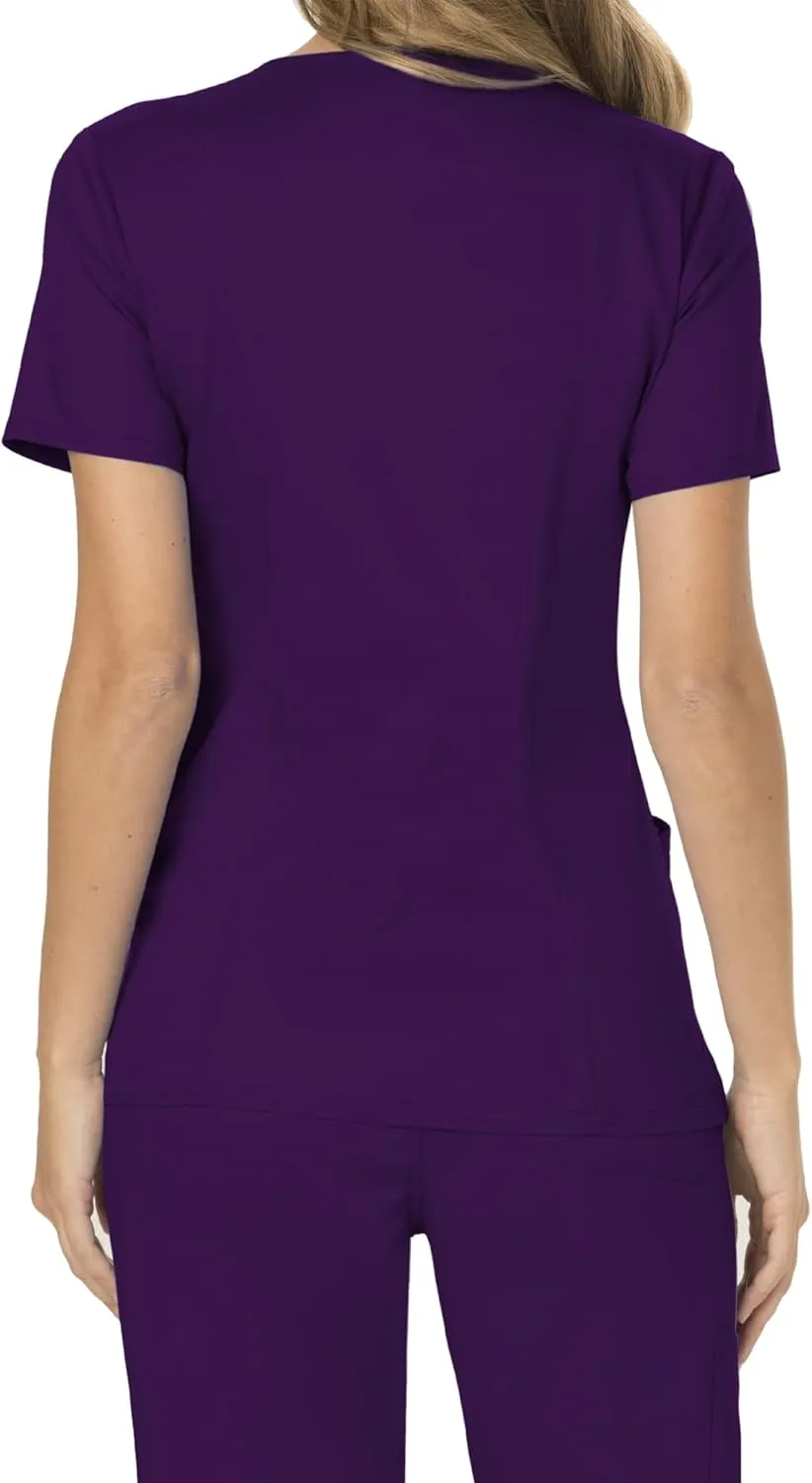 Cherokee Scrubs for Women Mock Wrap Top with 3 Pocket, Back Princess Seams WW610