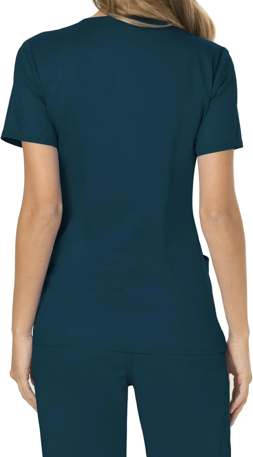 Cherokee Scrubs for Women Mock Wrap Top with 3 Pocket, Back Princess Seams WW610