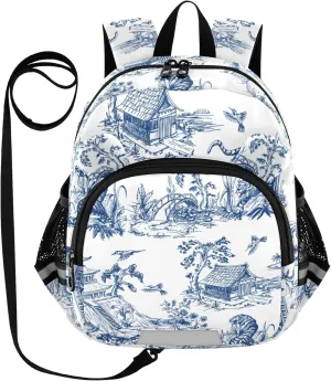 Chinese-style Blue Little Kid Toddler Backpack Baby Boys Girls Kindergarten Pre School Bags Cute Cartoon Backpacks for children