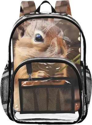 Chipmunk Flower Travel Clear Backpack Floral Kids Girls Backpack Boys Pvc School Plastic Bookbag