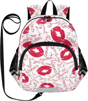 Classical Red Lips and Words Little Kid Toddler Backpack Baby Boys Girls Kindergarten Pre School Bags Cute Cartoon Backpacks for children