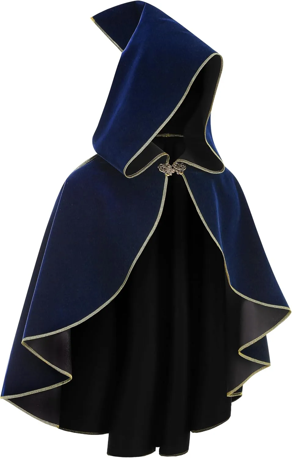 Cloak with Hood Women Medieval Shawl Short Rolled Edge Victorian Renaissance