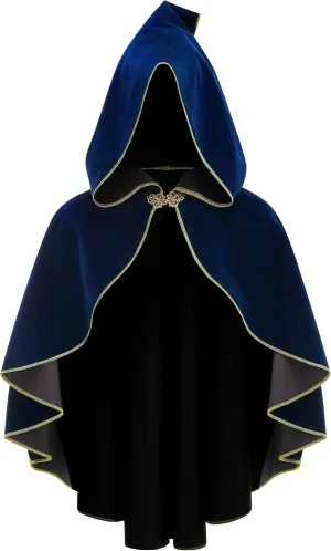 Cloak with Hood Women Medieval Shawl Short Rolled Edge Victorian Renaissance