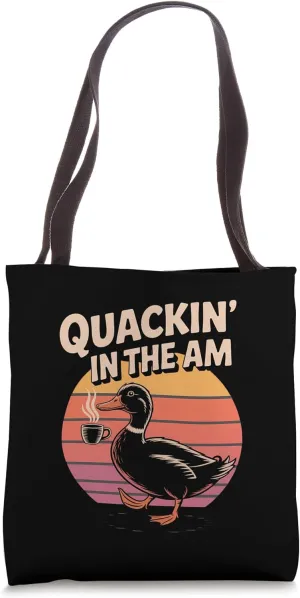 Coffee Lovers Retro Duck Art AM Humor Tote Bag