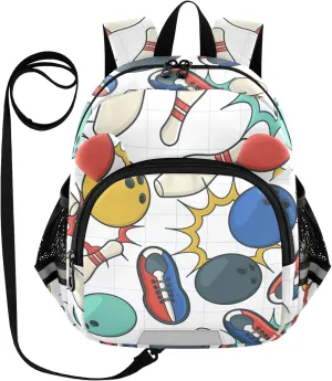 Color Doodle Bowling Little Kid Toddler Backpack Baby Boys Girls Kindergarten Pre School Bags Cute Cartoon Backpacks for children