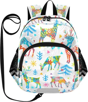 Colorful Deer Christmas Little Kid Toddler Backpack Baby Boys Girls Kindergarten Pre School Bags Cute Cartoon Backpacks for children