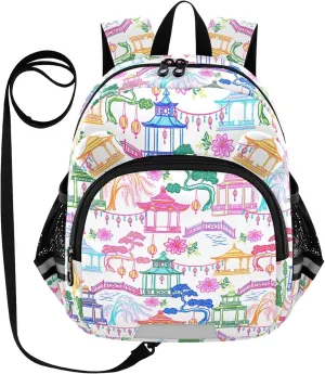 Colorful Pagodas and Trees Little Kid Toddler Backpack Baby Boys Girls Kindergarten Pre School Bags Cute Cartoon Backpacks for children