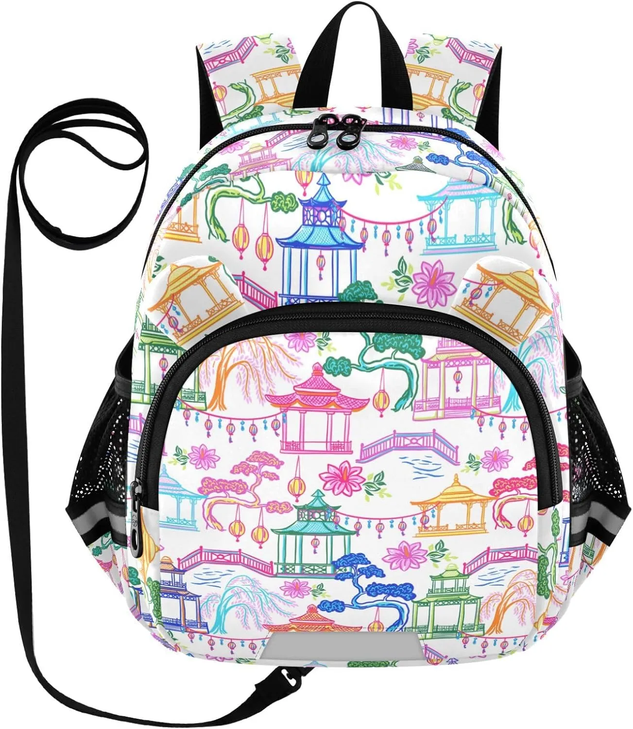 Colorful Pagodas and Trees Little Kid Toddler Backpack Baby Boys Girls Kindergarten Pre School Bags Cute Cartoon Backpacks for children