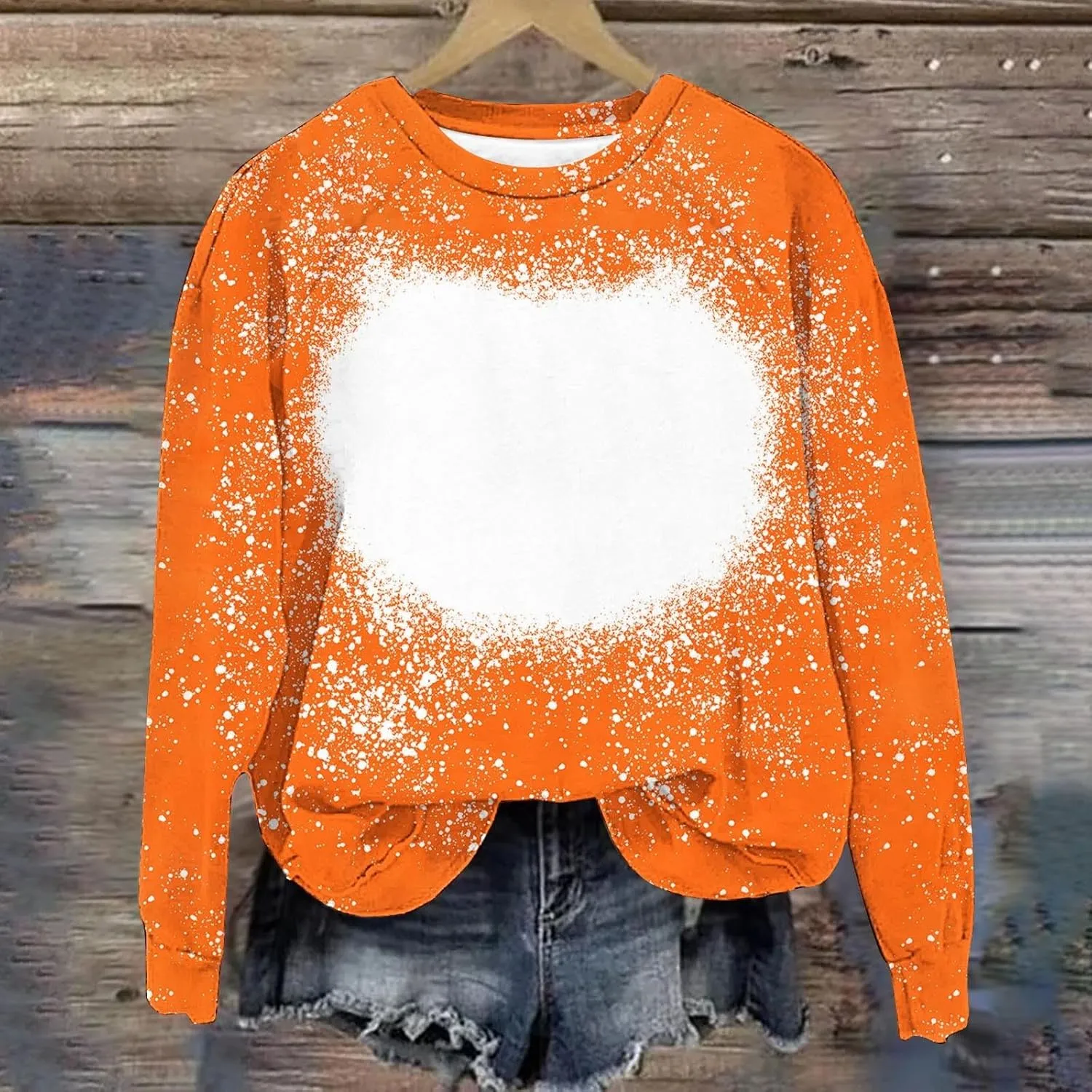 Comfy Sweatshirts for Women Loose Fit Long Sleeve Bleached Sublimation Shirts Casual Polyester Blanks Top DIY Clothes