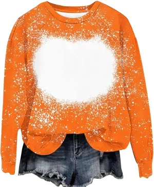 Comfy Sweatshirts for Women Loose Fit Long Sleeve Bleached Sublimation Shirts Casual Polyester Blanks Top DIY Clothes