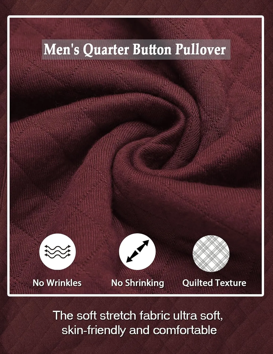 COOFANDY Mens Quarter Sweatshirt Quilted Long Sleeve Mock Neck Active Sweater Waffle Pullover Polo Shirts With Pockets
