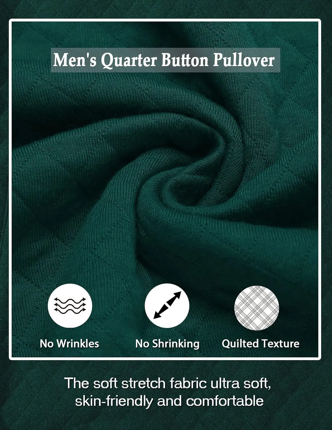 COOFANDY Mens Quarter Sweatshirt Quilted Long Sleeve Mock Neck Active Sweater Waffle Pullover Polo Shirts With Pockets
