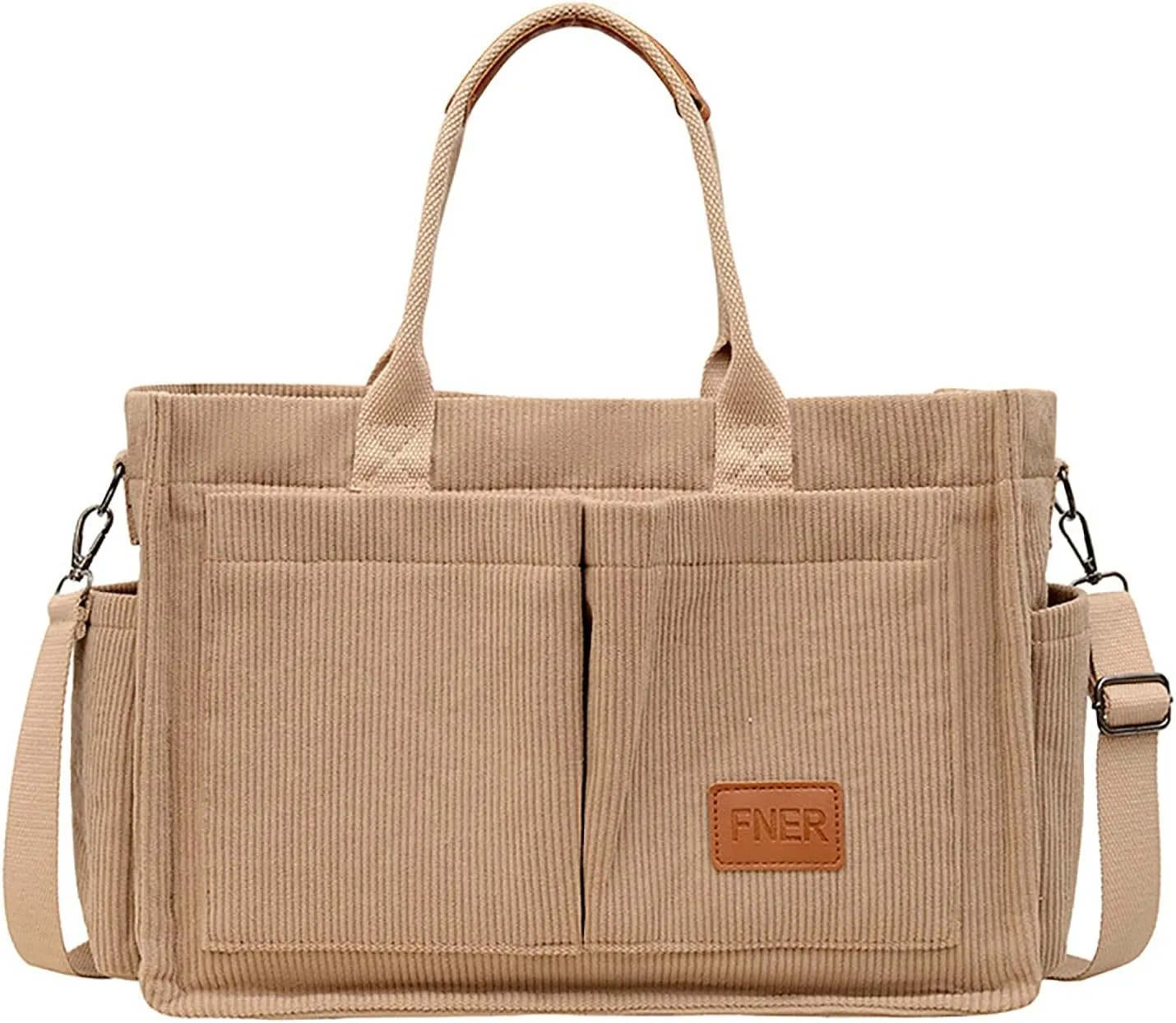 Corduroy Tote Bag with Multi Pocket for Women Crossbody Bag with Pocket Shoulder Purse Everything Tote Bag