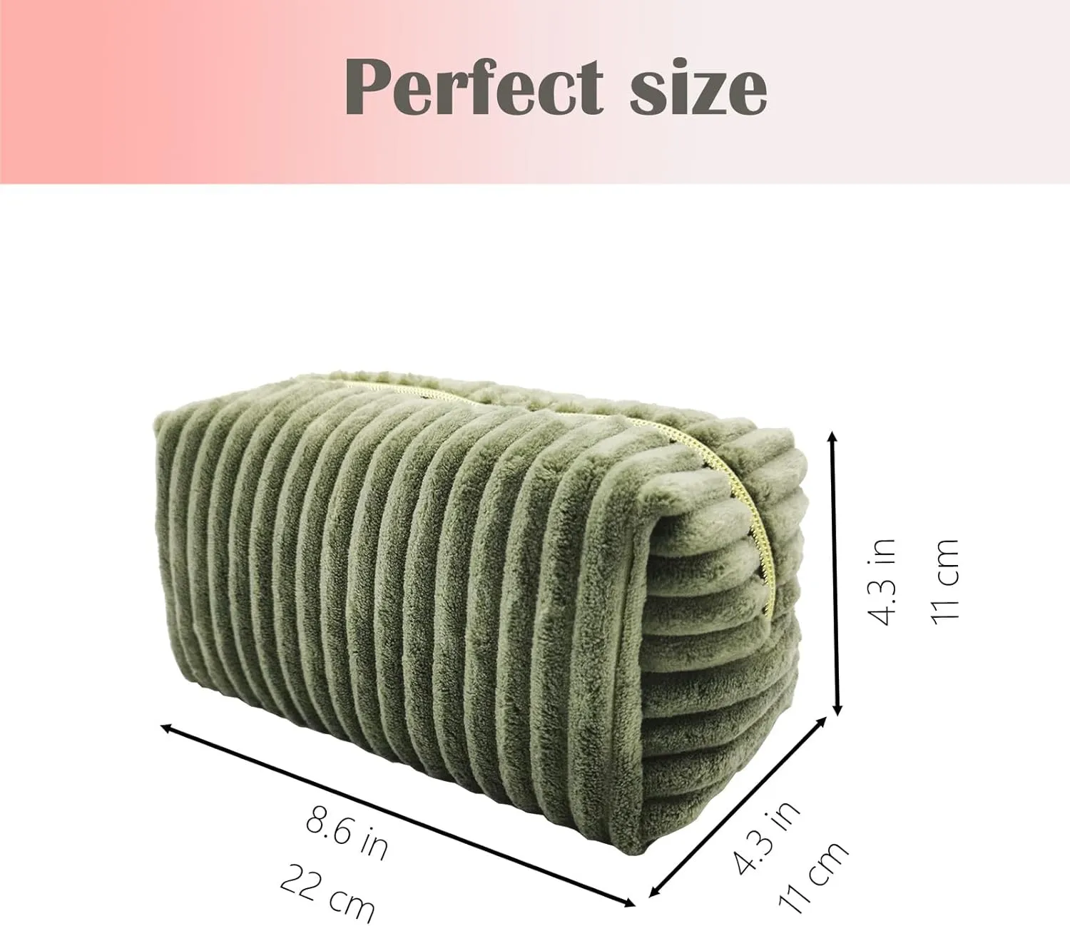 Cosmetic Bag for Purse, Corduroy Makeup Bag for Women Toiletry Bag Small Travel Make up Bag Cute Makeup Bags Skincare Bag Make up Pouch Organizer, Green