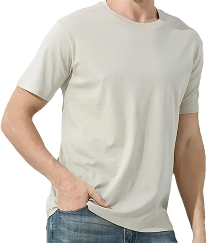 Cotton Shirt Men Short Sleeve Fit Men's Solid Crewneck Undershirt