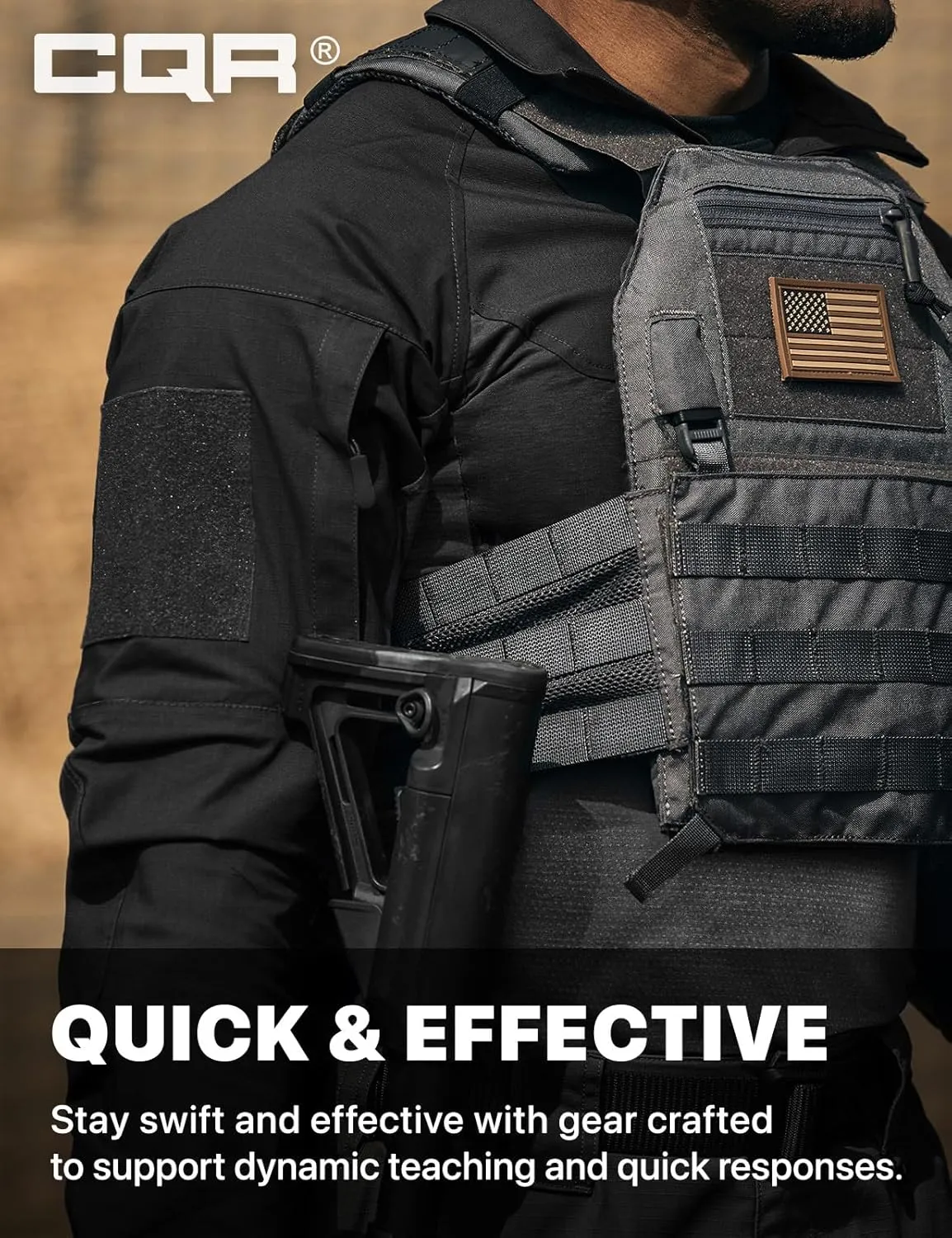 CQR Men's Combat Shirt Tactical 1/4 Zip Long Sleeve Military BDU Shirts Camo EDC Top with Pockets