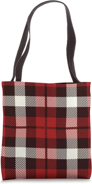 Cranberry Red Plaid Tartan Reusable Shopping Eco Friendly Tote Bag