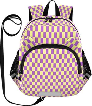 Cream and Purple Plaid Little Kid Toddler Backpack Baby Boys Girls Kindergarten Pre School Bags Cute Cartoon Backpacks for children