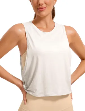 CRZ YOGA Pima Cotton Cropped Workout Tank Tops for Women - Sleeveless Sports Athletic Yoga Running Gym Crop Shirts
