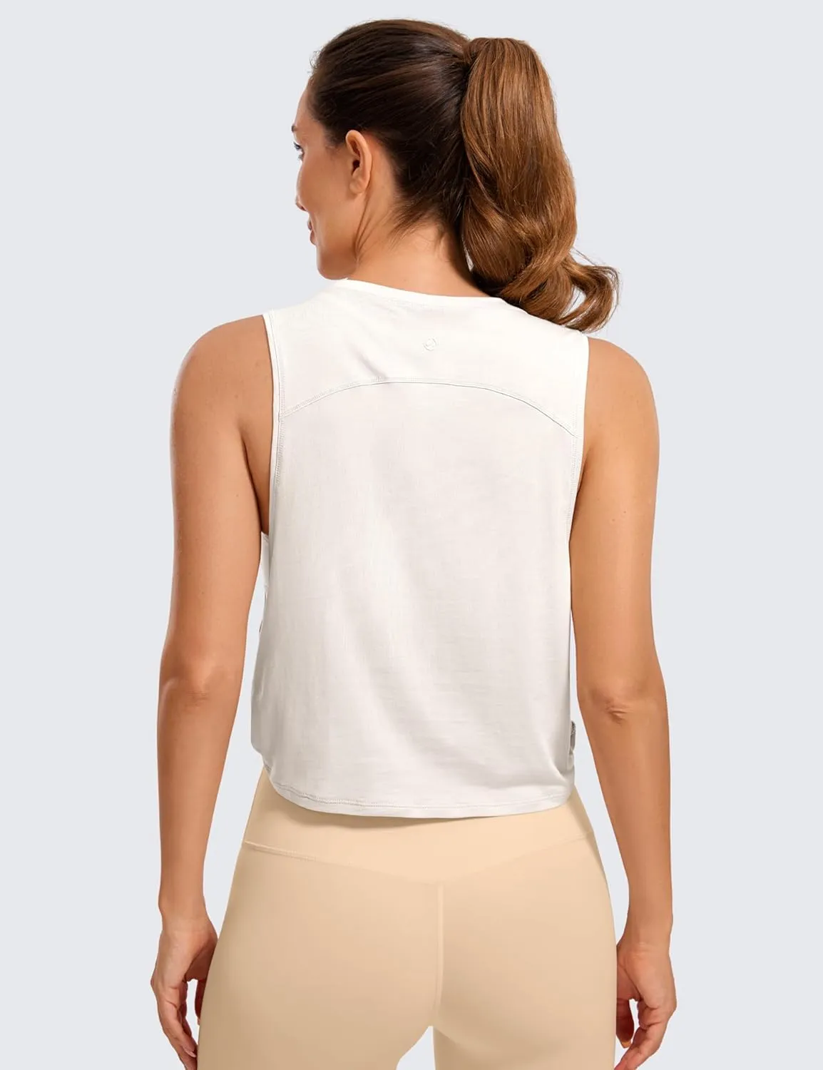 CRZ YOGA Pima Cotton Cropped Workout Tank Tops for Women - Sleeveless Sports Athletic Yoga Running Gym Crop Shirts