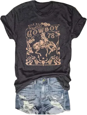 Cuntry Concert Outfits for Women Vintage Cowgirl Shirts Funny Nashville Tshirt Casual Western Short Sleeve Graphic Tops