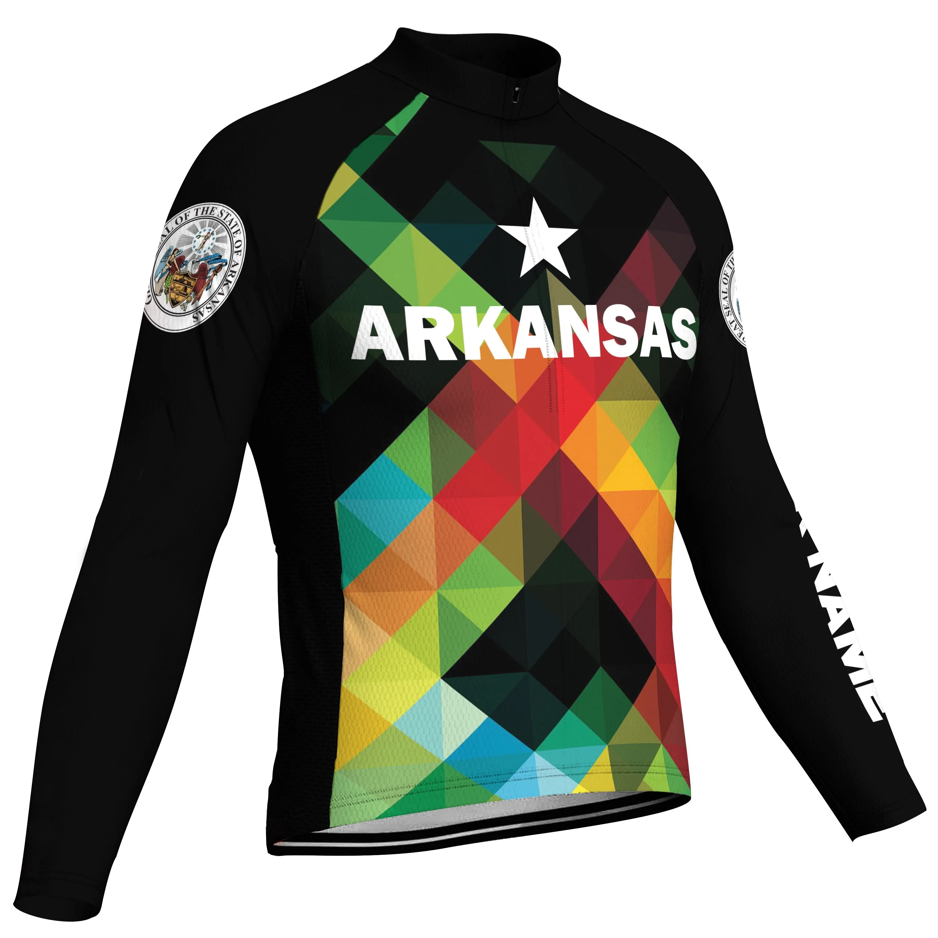 Customized Arkansas Winter Thermal Fleece Long Sleeve Cycling Jersey for Men