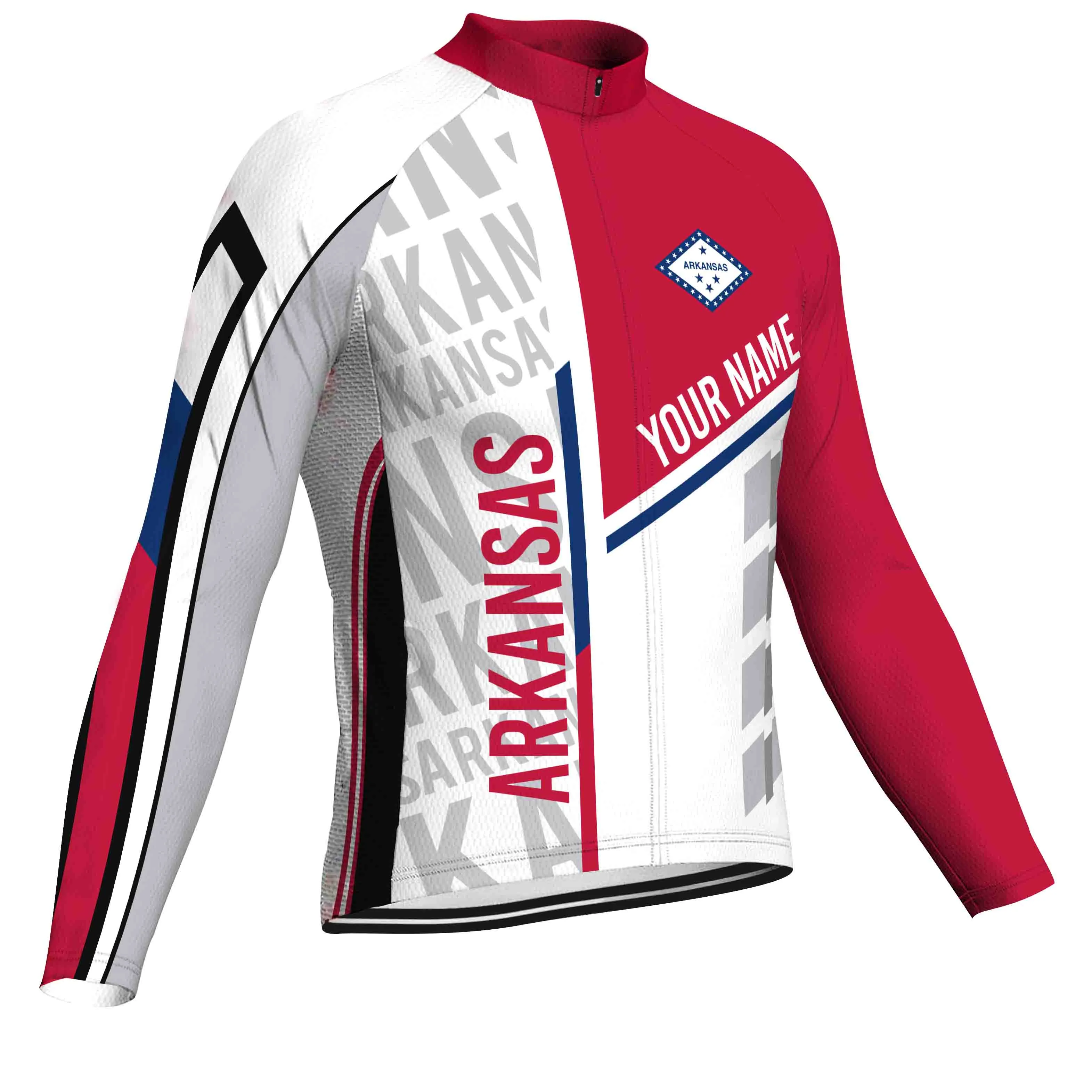 Customized Arkansas Winter Thermal Fleece Long Sleeve Cycling Jersey for Men