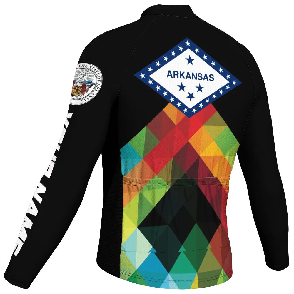 Customized Arkansas Winter Thermal Fleece Long Sleeve Cycling Jersey for Men