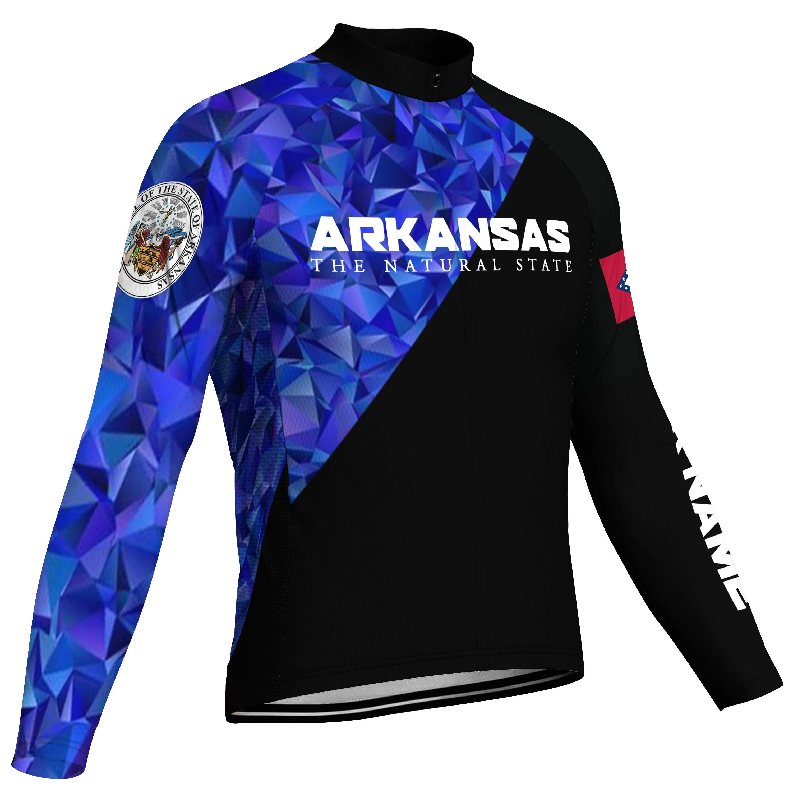 Customized Arkansas Winter Thermal Fleece Long Sleeve Cycling Jersey for Men