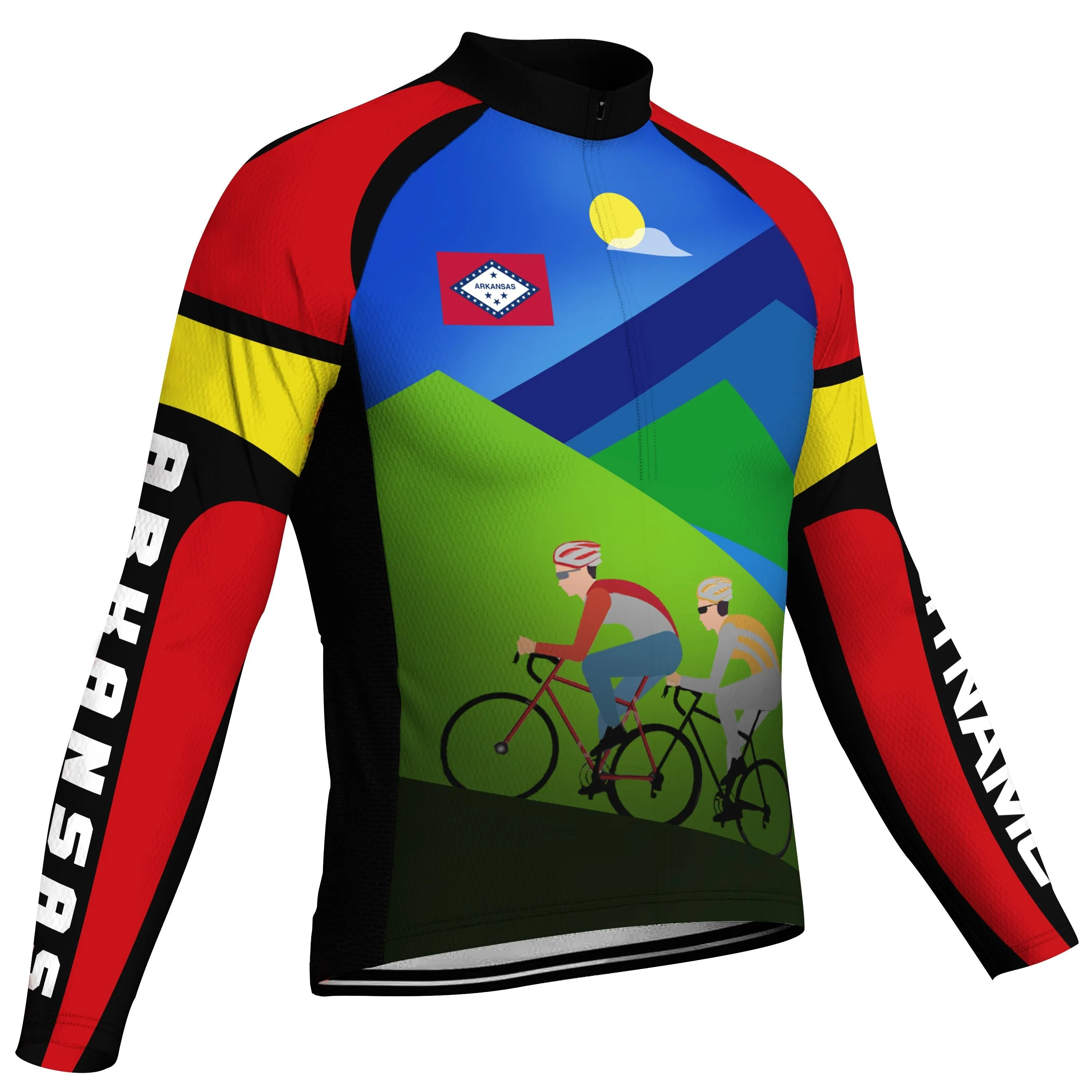 Customized Arkansas Winter Thermal Fleece Long Sleeve Cycling Jersey for Men