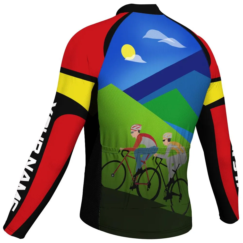 Customized Arkansas Winter Thermal Fleece Long Sleeve Cycling Jersey for Men