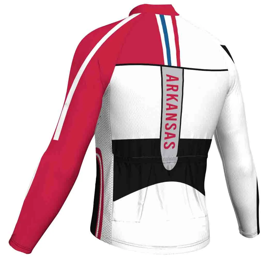 Customized Arkansas Winter Thermal Fleece Long Sleeve Cycling Jersey for Men