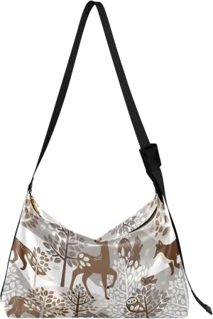 Cute Deer Animals Hobo Leather Bags for Women Large Crossbody Bag Cartoon Animal Print Crossbody Hobo Bags