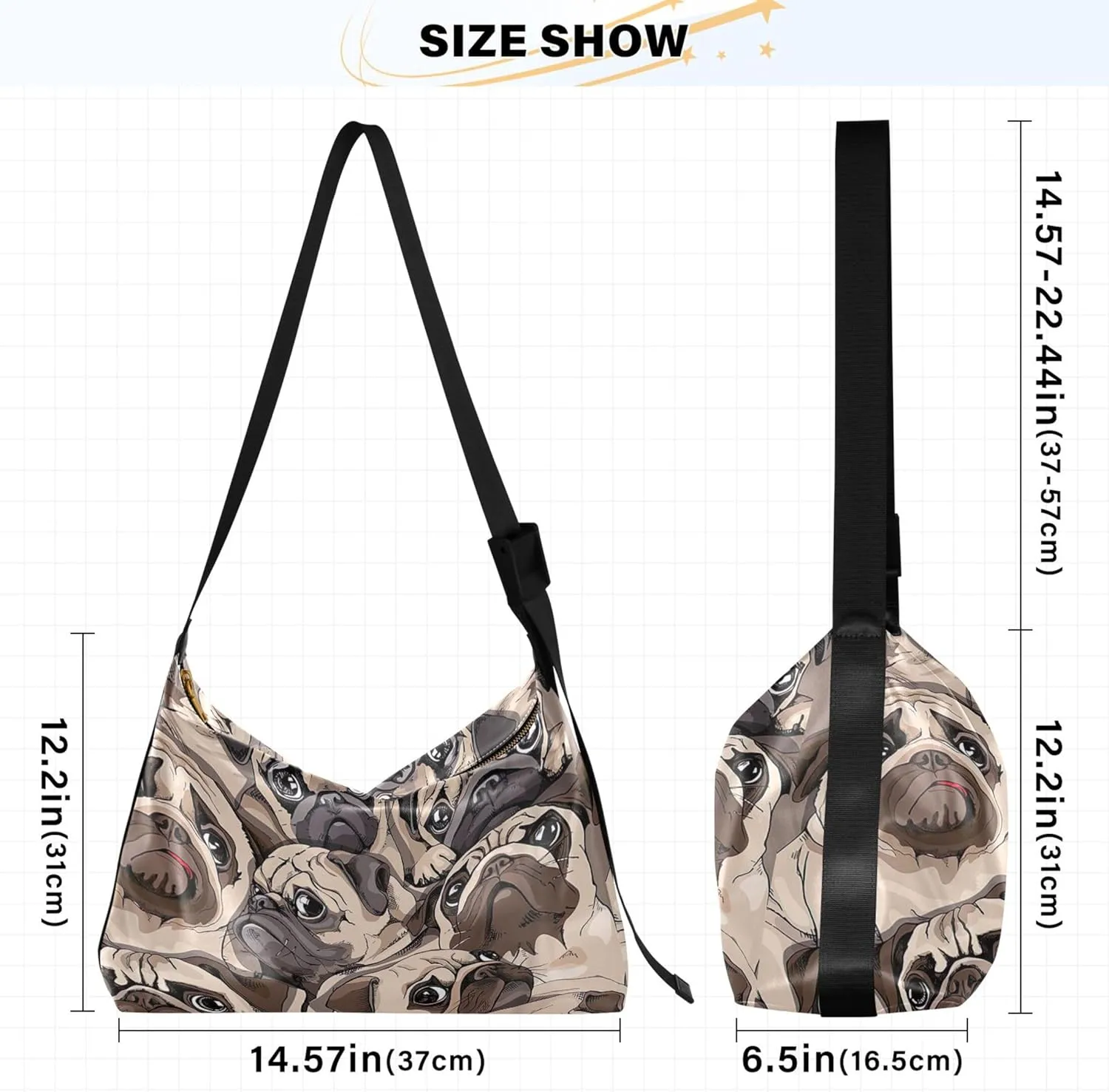 Cute Dog Bulldog PU Leather Hobo Purse Women's Large Purse Luxury Animal Print Simple Shoulder Bag