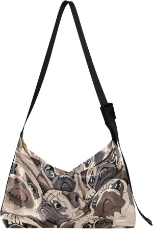 Cute Dog Bulldog PU Leather Hobo Purse Women's Large Purse Luxury Animal Print Simple Shoulder Bag